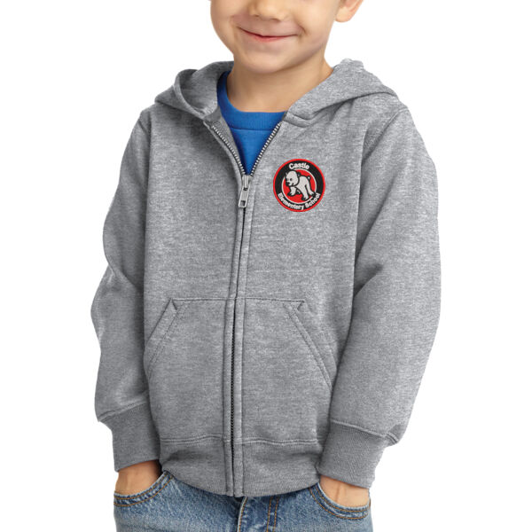 Port & Company® Toddler Core Fleece Full-Zip Hooded Sweatshirt - Embroidered Logo Thumbnail
