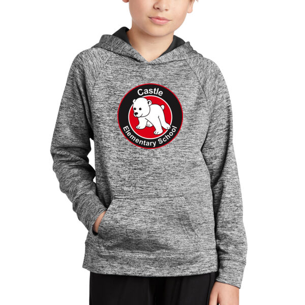 Sport-Tek® Youth PosiCharge® Electric Heather Fleece Hooded Pullover - Printed Logo Thumbnail
